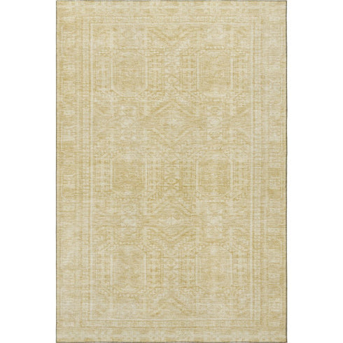 5' X 8' Wheat And Beige Geometric Washable Area Rug With UV Protection