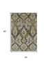 5' X 8' Brown And Gray Ikat Washable Area Rug With UV Protection