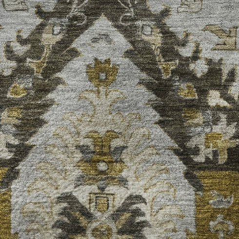 8' X 10' Brown And Gray Ikat Washable Area Rug With UV Protection