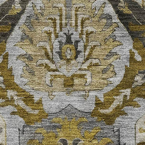 8' X 10' Brown And Gray Ikat Washable Area Rug With UV Protection