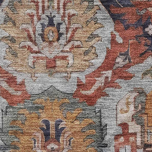 5' X 8' Blue Copper And Beige Ikat Washable Area Rug With UV Protection