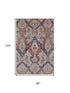 8' X 10' Blue Copper And Beige Ikat Washable Area Rug With UV Protection