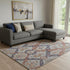 8' X 10' Blue Copper And Beige Ikat Washable Area Rug With UV Protection
