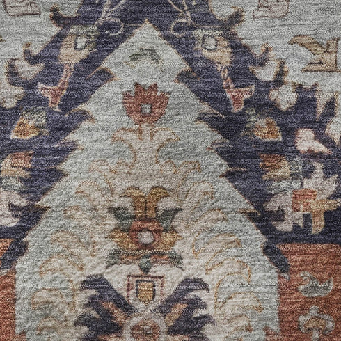 8' X 10' Blue Copper And Beige Ikat Washable Area Rug With UV Protection
