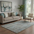 5' X 8' Brown And Blue Floral Washable Area Rug With UV Protection