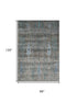 8' X 10' Brown And Blue Floral Washable Area Rug With UV Protection
