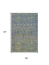 5' X 8' Blue Purple And Green Medallion Washable Area Rug With UV Protection