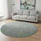 8' Blue Purple And Green Medallion Washable Round Rug With UV Protection