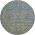 8' Blue Purple And Green Medallion Washable Round Rug With UV Protection