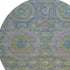8' Blue Purple And Green Medallion Washable Round Rug With UV Protection
