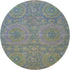 8' Blue Purple And Green Medallion Washable Round Rug With UV Protection
