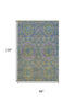 8' X 10' Blue Purple And Green Medallion Washable Area Rug With UV Protection