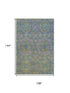 9' X 12' Blue Purple And Green Medallion Washable Area Rug With UV Protection