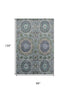 8' X 10' Green Blue And Gray Medallion Washable Area Rug With UV Protection
