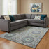 8' X 10' Green Blue And Gray Medallion Washable Area Rug With UV Protection