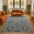 8' X 10' Green Blue And Gray Medallion Washable Area Rug With UV Protection