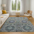 8' X 10' Green Blue And Gray Medallion Washable Area Rug With UV Protection