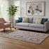 5' X 8' Pink Teal And Taupe Medallion Washable Area Rug With UV Protection