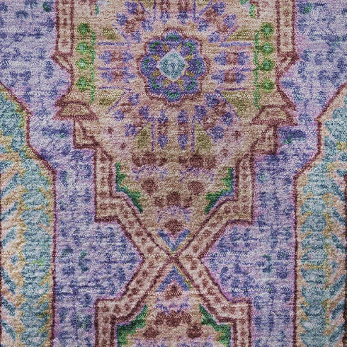 5' X 8' Pink Teal And Taupe Medallion Washable Area Rug With UV Protection