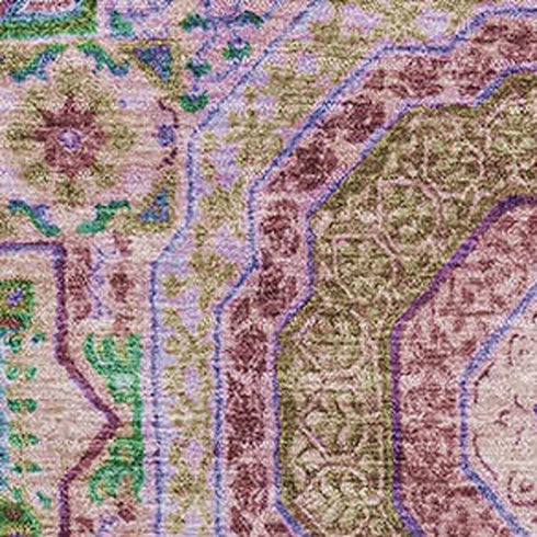 5' X 8' Pink Teal And Taupe Medallion Washable Area Rug With UV Protection