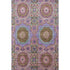 5' X 8' Pink Teal And Taupe Medallion Washable Area Rug With UV Protection