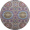 8' Purple Teal And Red Medallion Washable Round Rug With UV Protection