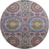 8' Purple Teal And Red Medallion Washable Round Rug With UV Protection