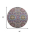 8' Purple Teal And Red Medallion Washable Round Rug With UV Protection