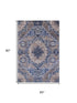 5' X 8' Brown Blue And Beige Diamond Washable Area Rug With UV Protection