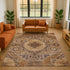 9' X 12' Copper Beige And Gray Diamond Washable Area Rug With UV Protection