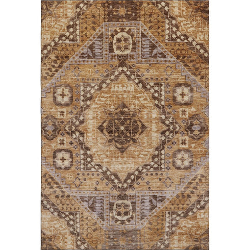 9' X 12' Copper Beige And Gray Diamond Washable Area Rug With UV Protection