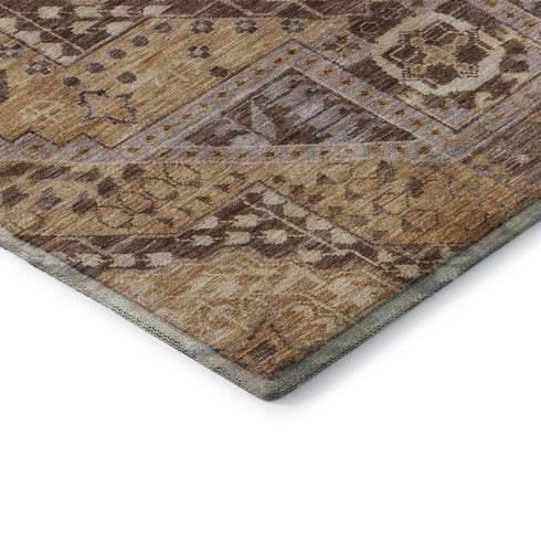 9' X 12' Copper Beige And Gray Diamond Washable Area Rug With UV Protection