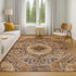 9' X 12' Copper Beige And Gray Diamond Washable Area Rug With UV Protection