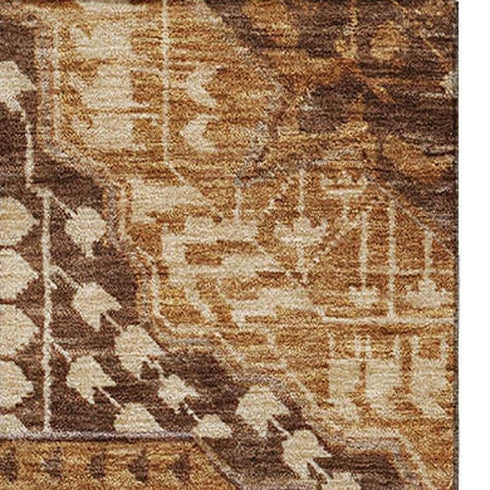 9' X 12' Copper Beige And Gray Diamond Washable Area Rug With UV Protection