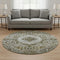 8' Khaki Ivory And Brown Diamond Washable Round Rug With UV Protection