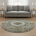 8' Khaki Ivory And Brown Diamond Washable Round Rug With UV Protection