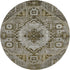 8' Khaki Ivory And Brown Diamond Washable Round Rug With UV Protection