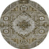 8' Khaki Ivory And Brown Diamond Washable Round Rug With UV Protection