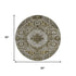 8' Khaki Ivory And Brown Diamond Washable Round Rug With UV Protection