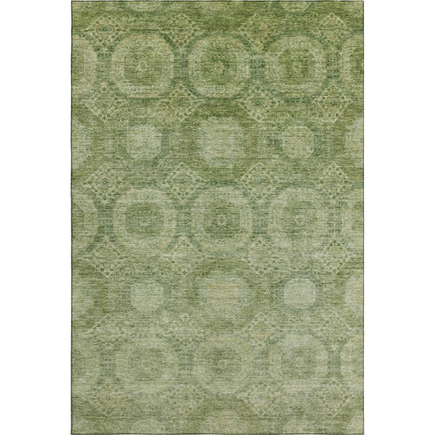 8' X 10' Artichoke Green And Sage Abstract Geometric Washable Area Rug With UV Protection