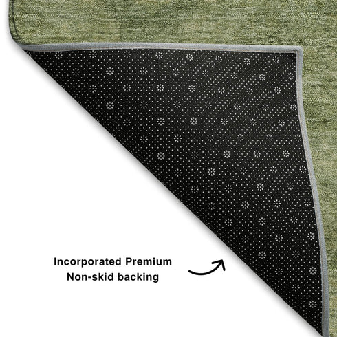 8' X 10' Artichoke Green And Sage Abstract Geometric Washable Area Rug With UV Protection