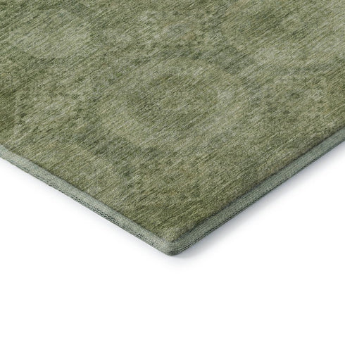8' X 10' Artichoke Green And Sage Abstract Geometric Washable Area Rug With UV Protection