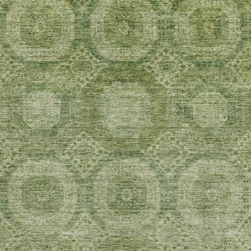 8' X 10' Artichoke Green And Sage Abstract Geometric Washable Area Rug With UV Protection