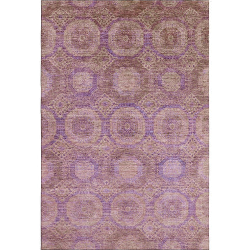 5' X 8' Blush And Purple Abstract Geometric Washable Area Rug With UV Protection
