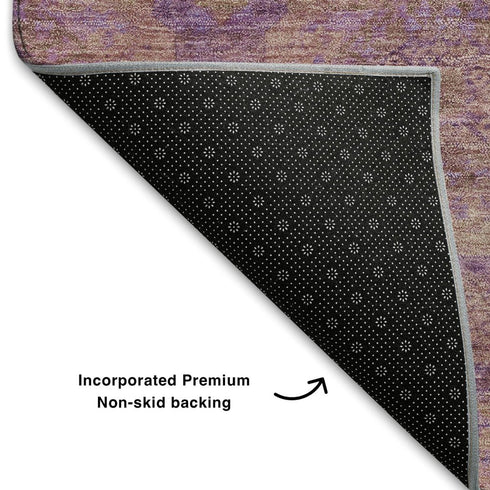 5' X 8' Blush And Purple Abstract Geometric Washable Area Rug With UV Protection