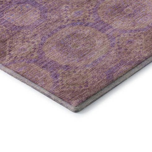 5' X 8' Blush And Purple Abstract Geometric Washable Area Rug With UV Protection