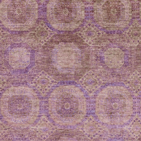5' X 8' Blush And Purple Abstract Geometric Washable Area Rug With UV Protection