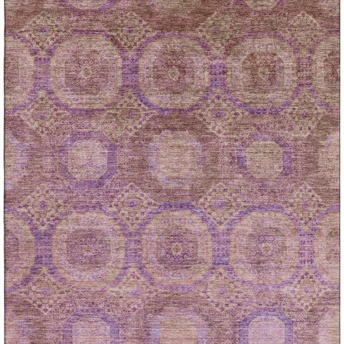 5' X 8' Blush And Purple Abstract Geometric Washable Area Rug With UV Protection