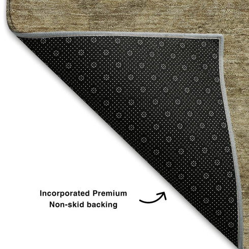 5' X 8' Brown And Beige Abstract Geometric Washable Area Rug With UV Protection