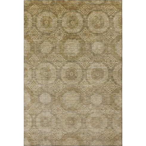 5' X 8' Brown And Beige Abstract Geometric Washable Area Rug With UV Protection